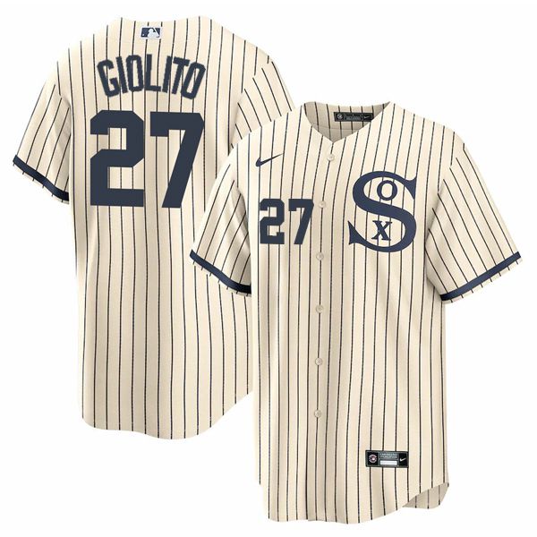 Men Chicago White Sox #27 Giolito Cream stripe Dream version Game Nike 2021 MLB Jersey->customized nfl jersey->Custom Jersey